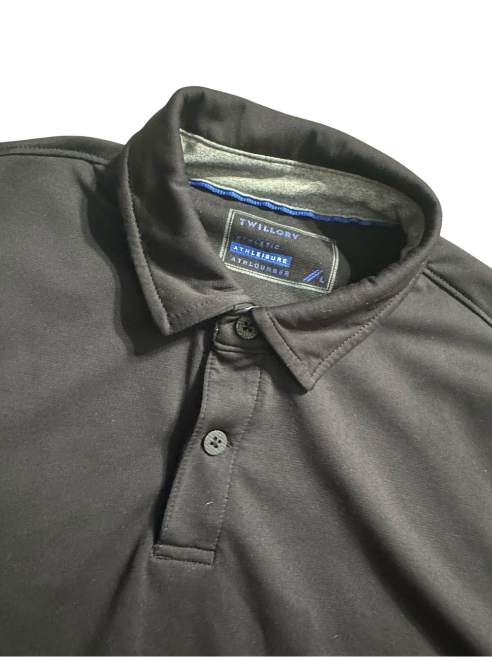 Twillory Athleisure Polo Shirt Men’s Large Black Performance Golf Short Sleeve